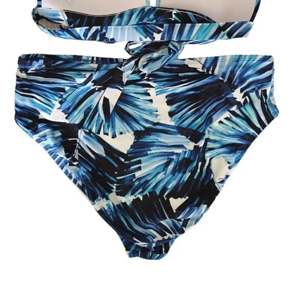 Mynah Blue Tropic Goddess Side Shirred High Rise Bikini Bottoms XL NWOT - Picture 8 of 13